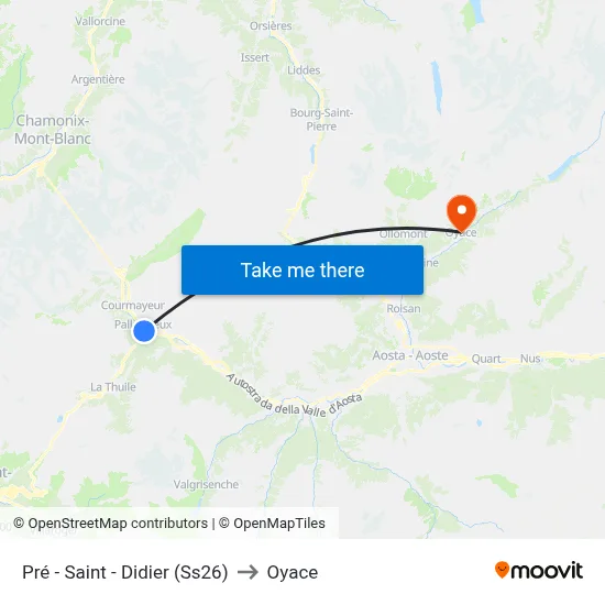 Pré - Saint - Didier (SS26) to Oyace map
