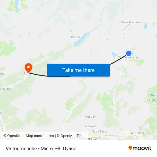Valtournenche - Micro to Oyace map