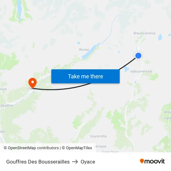 Bousserailles Gorge to Oyace map