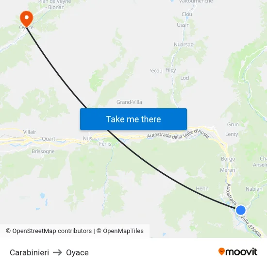 Carabinieri to Oyace map