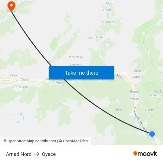 Arnad North to Oyace map