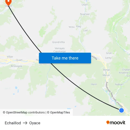 Echaillod to Oyace map