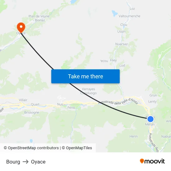 Bourg to Oyace map