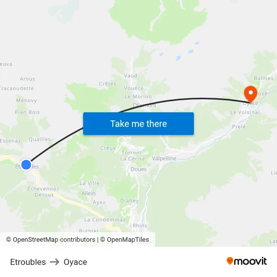 Etroubles to Oyace map