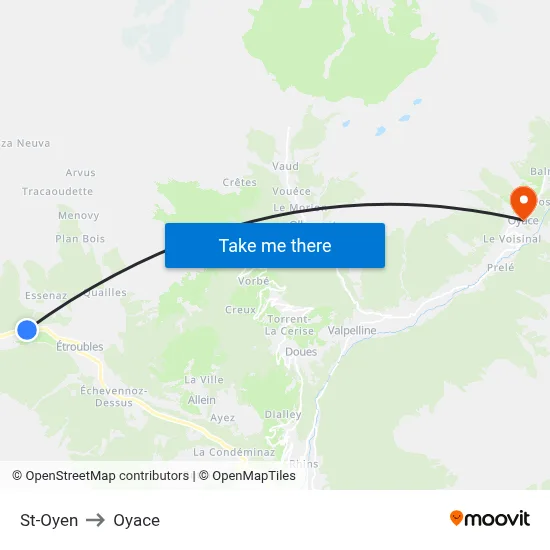 St-Oyen to Oyace map