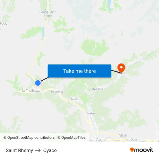 Saint Rhemy to Oyace map