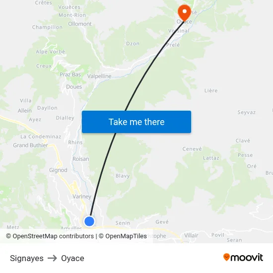 Signayes to Oyace map