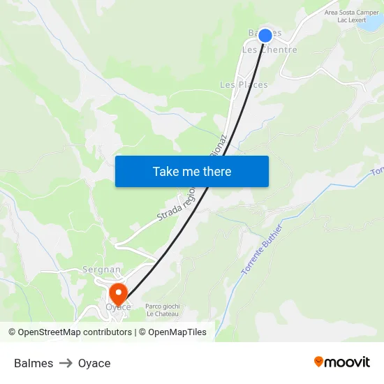 Balmes to Oyace map