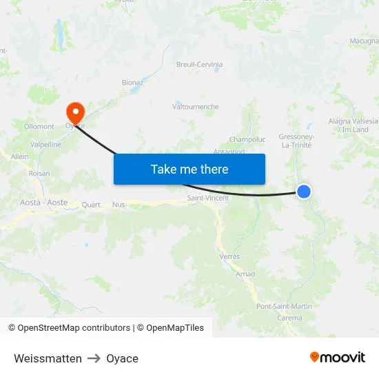 Weissmatten to Oyace map