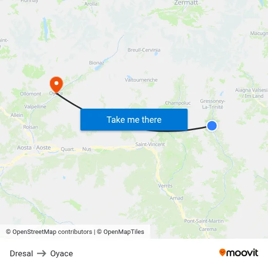 Dresal to Oyace map
