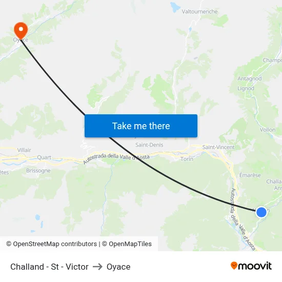 Challand - St - Victor to Oyace map
