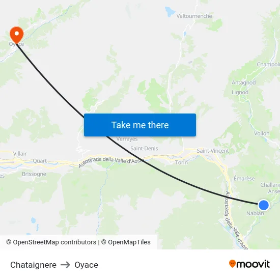 Chataignere to Oyace map