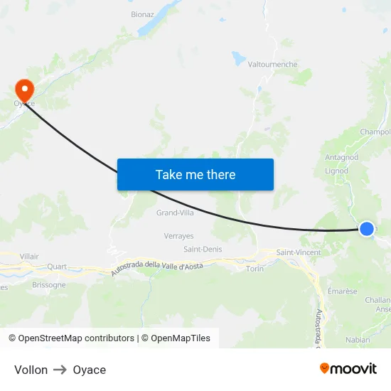 Vollon to Oyace map