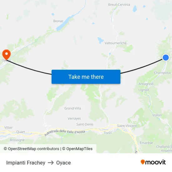 Frachey Facilities to Oyace map