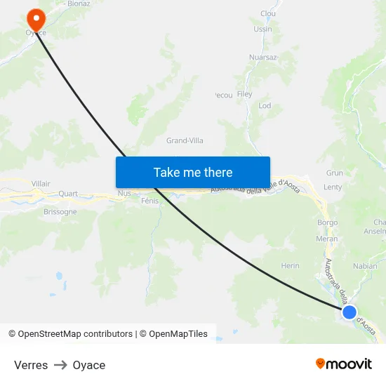 Verres to Oyace map