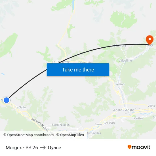 Morgex - Highway 26 to Oyace map
