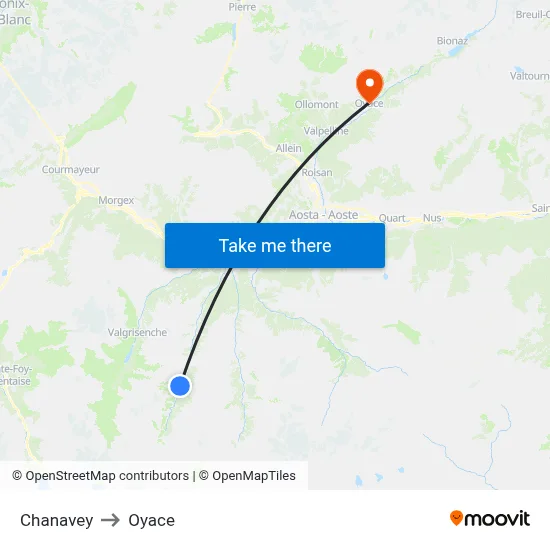 Chanavey to Oyace map