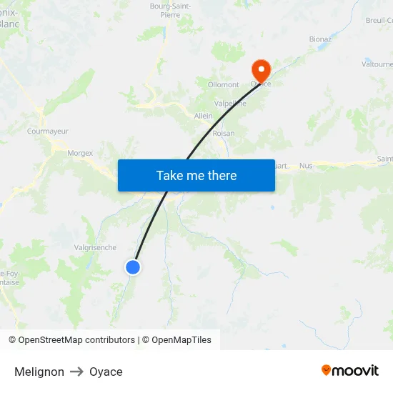 Melignon to Oyace map