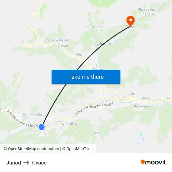 Junod to Oyace map