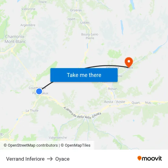 Lower Verrand to Oyace map