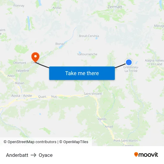 Anderbatt to Oyace map