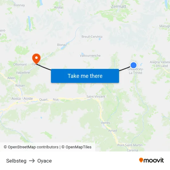 Selbsteg to Oyace map