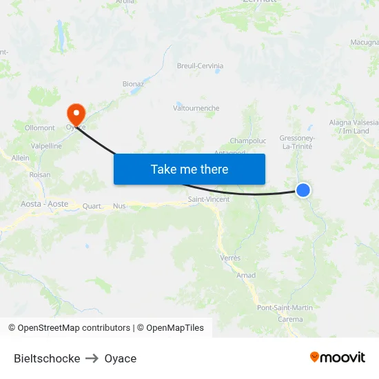 Bieltschocke to Oyace map