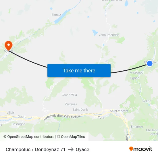 Champoluc / Dondeynaz 71 to Oyace map