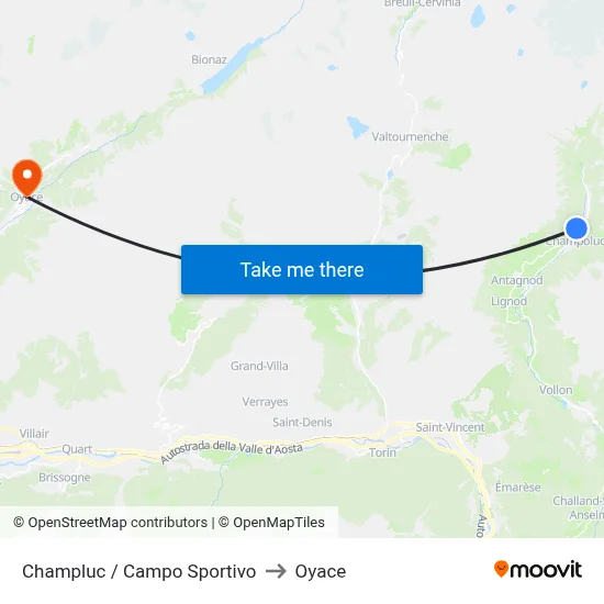 Champluc / Sports Field to Oyace map