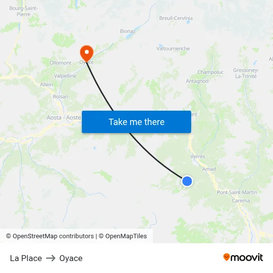 La Place to Oyace map