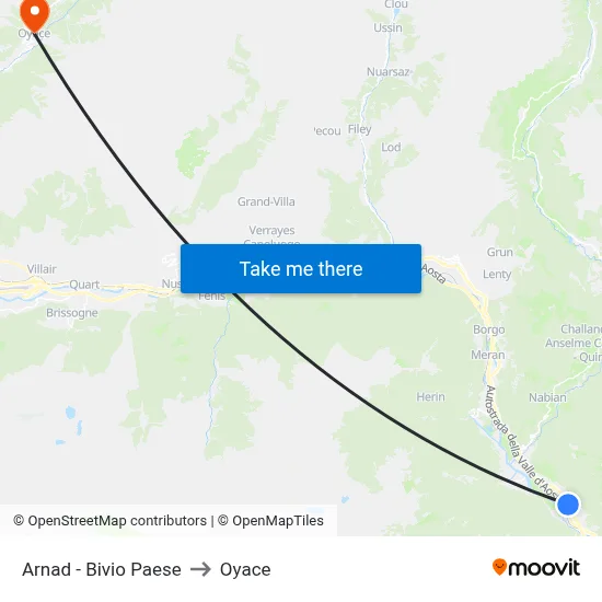 Arnad - Village Junction to Oyace map