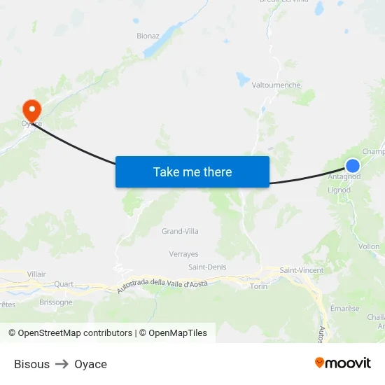 Bisous to Oyace map