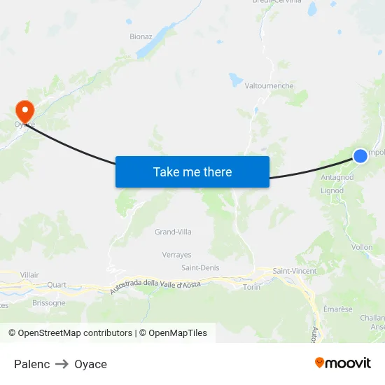 Palenc to Oyace map