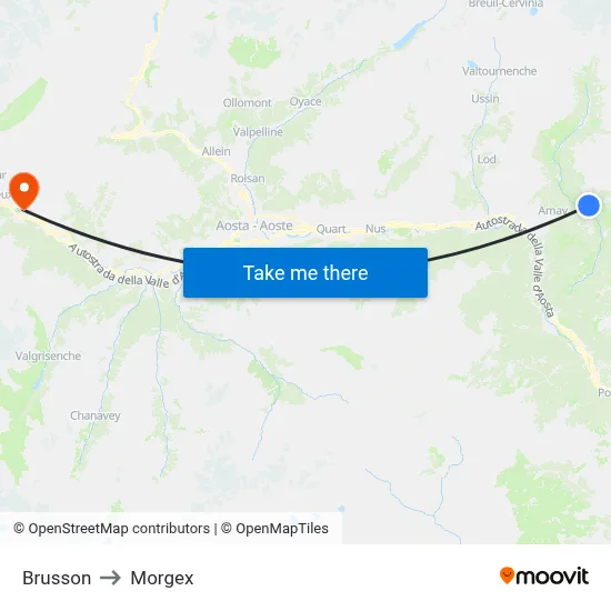 Brusson to Morgex map