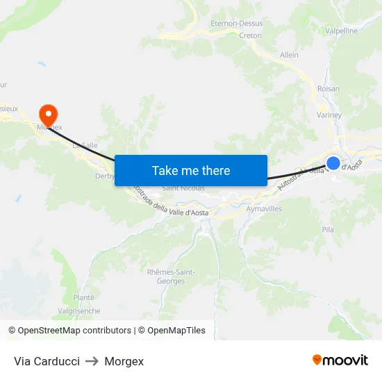 Via Carducci to Morgex map