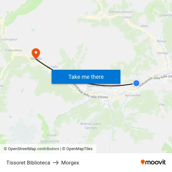 Tissoret Library to Morgex map