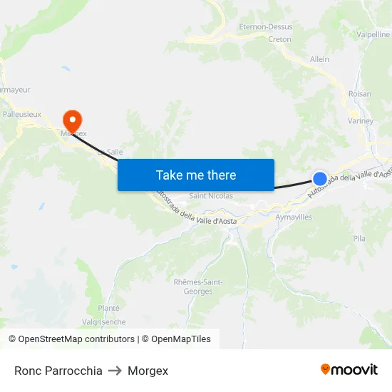 Ronc Parish to Morgex map