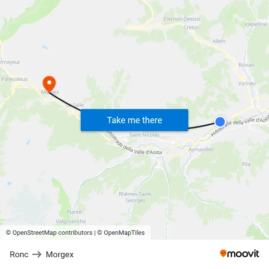 Ronc to Morgex map