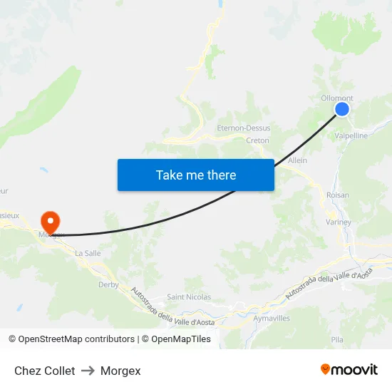 Chez Collet to Morgex map