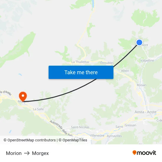 Morion to Morgex map