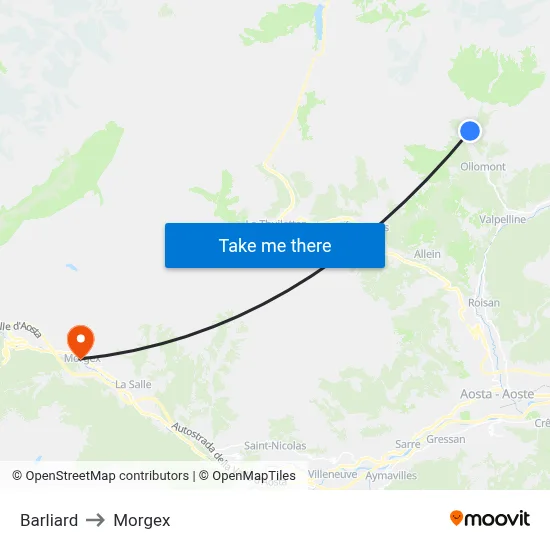 Barliard to Morgex map