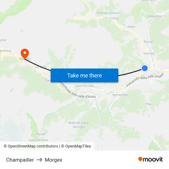 Champailler to Morgex map