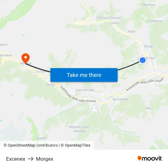Excenex to Morgex map
