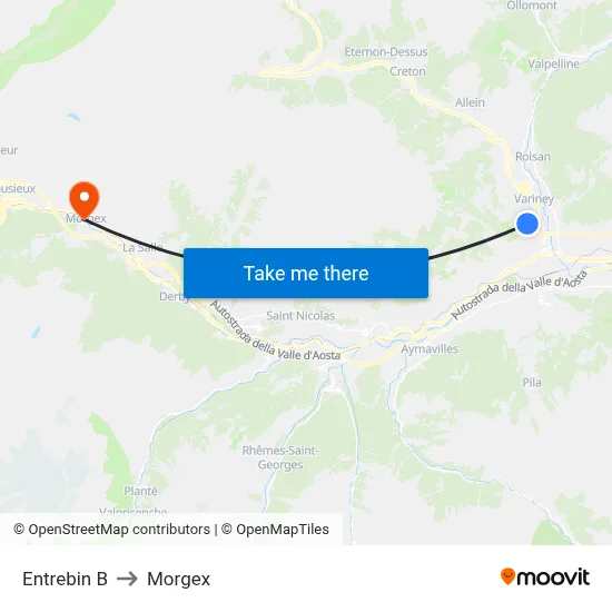 Entrebin B to Morgex map