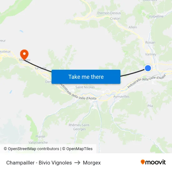 Champailler - Vignoles Junction to Morgex map