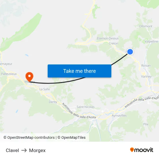 Clavel to Morgex map