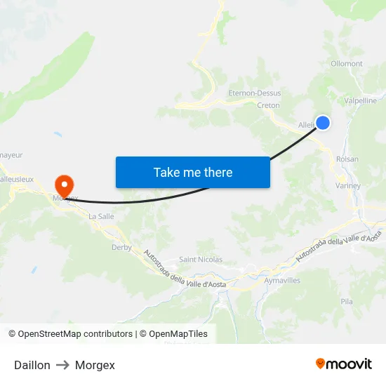 Daillon to Morgex map