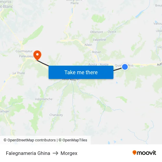 Ghina Carpentry to Morgex map