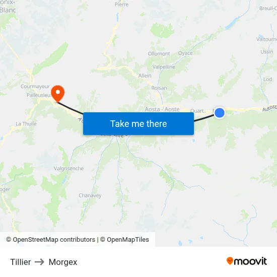 Tillier to Morgex map