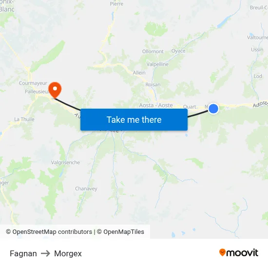 Fagnan to Morgex map